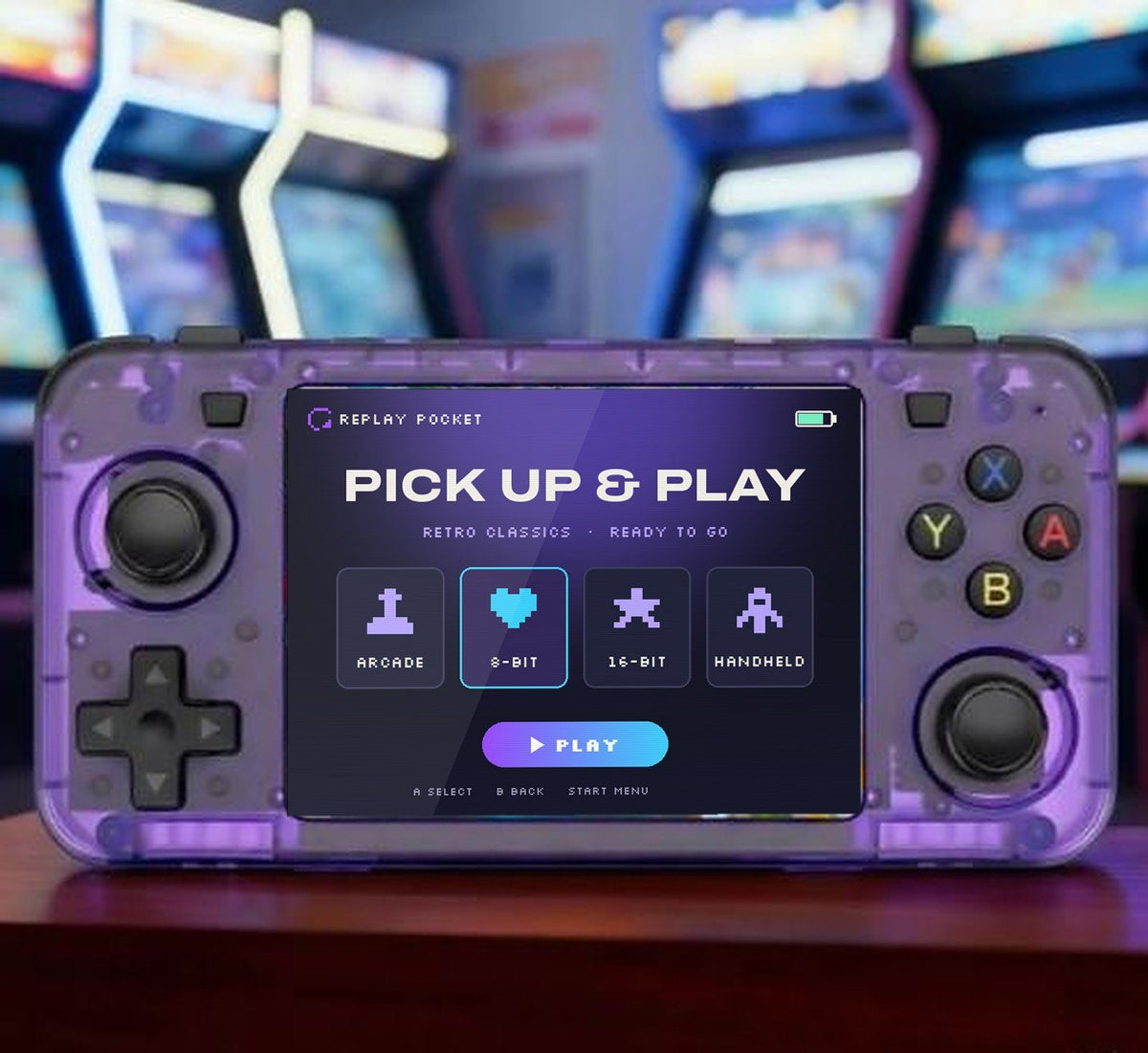 Replay Pocket Horizon Clear Purple in an arcade